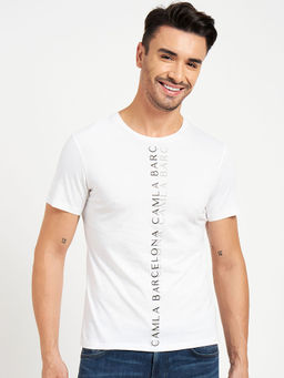CAMLA - Men Typography White T-Shirt