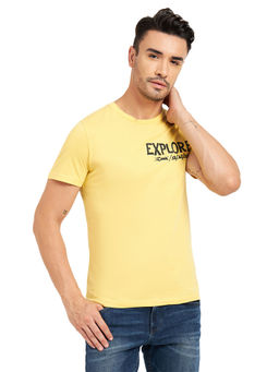 CAMLA - Men Typography Yellow T-Shirt