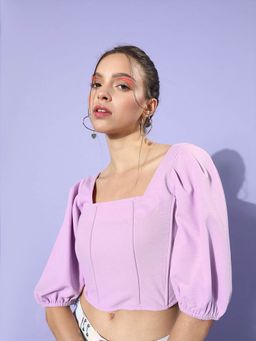 Style Quotient - Women Elegant Lavender Solid Corset Top