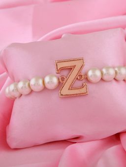 Estele - Rose Gold Plated Zesty Z Letter Pearl Bracelet for Women