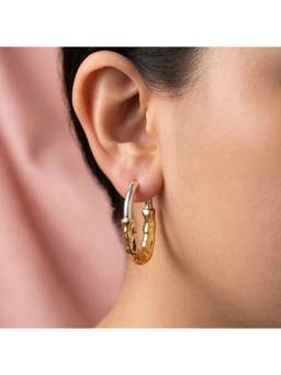 Nishani - 925 Silver Dual-Tone Hoops Earrings for Women