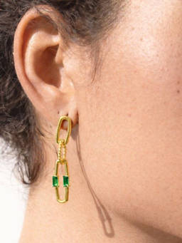 Nishani - 925 Silver Emerald Dangler Earrings for Women
