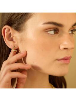 Nishani - 925 Silver Open Link White Studs Earrings for Women