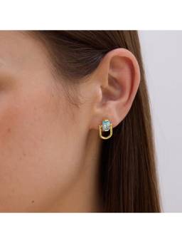 Nishani - 925 Silver Half Link Studs Earrings for Women