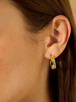 Nishani - 925 Silver Textured Hoop Earrings for Women