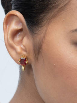 Nishani - 925 Silver Ruby Suits Stud Earrings For Women