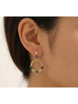 Nishani - 925 Silver Multi-Colour Danglers Earrings For Women