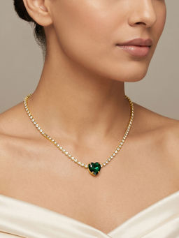 Joker and Witch - Joker & Witch Heartlet Green Stone Gold Adjustable Necklace