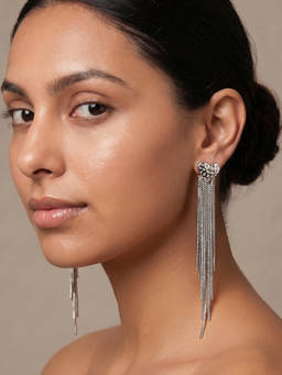 Joker and Witch - Joker & Witch Lovie-Heart Silver Bling Dropped Earrings