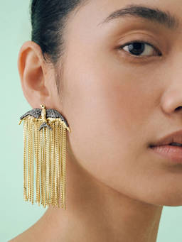 Joker and Witch - Joker & Witch Golden Whisper Bird Drop Earrings