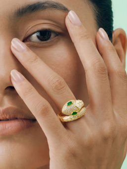 Joker and Witch - Joker & Witch Orozo Gold And White Adjustable Snake Ring
