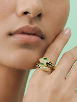 Joker and Witch - Joker & Witch Orozo Gold And Black Adjustable Snake Ring
