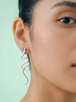 Joker and Witch - Joker & Witch Serpens Silver Snake Drop Earrings
