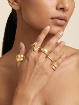 Joker and Witch - Joker & Witch Kazura Molten Pearl Adjustable Gold Rings (Pack Of 5)