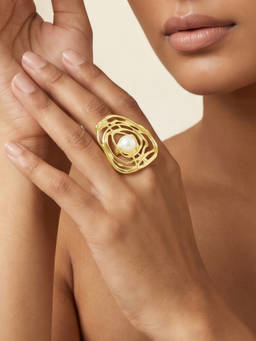 Joker and Witch - Joker & Witch Zayrose Gold Molten Pearl Adjustable Ring