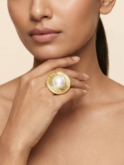 Joker and Witch - Joker & Witch Aurelian Orb Molten Pearl Adjustable Gold Ring