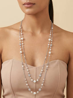Joker and Witch - Joker & Witch Pearlora Layered Molten Pearl Silver Adjustable Necklace