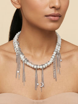 Joker and Witch - Joker & Witch Pearlienne Silver Molten Pearl Adjustable Necklace