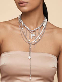 Joker and Witch - Joker & Witch Aimi Molten Pearl Silver Necklace (Pack of 2)