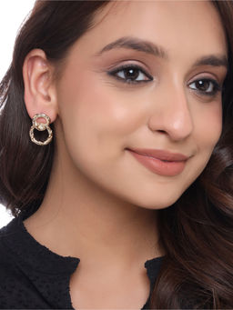 VIRAASI - Gold-Toned Contemporary Textured Antique Design Stud Earrings