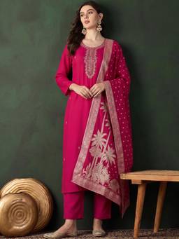 Gahan - Fuchsia Pink Kurta with Pant & Dupatta