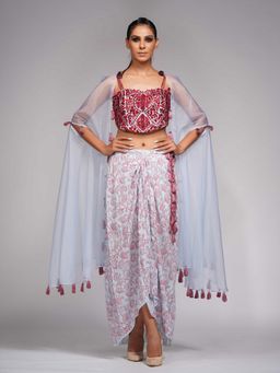 Shruti S - Grey Hand Painted Dhoti (Set of 3)