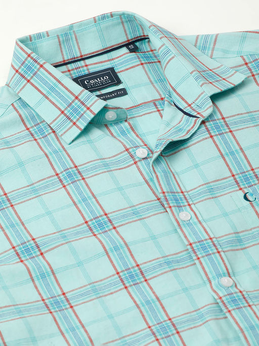 Buy Cavallo By Linen Club Mens Blue Checked Regular Fit Cotton