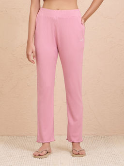 Nykd by Nykaa - Summer Essential Soft and Comfy Breathable Rib Lounge Pajama-NYS909-Pink