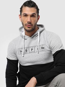 Campus Sutra - Men Color Blocked Printed Hooded Sweatshirt