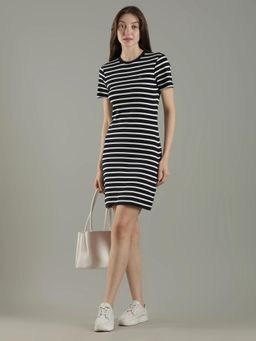 Tommy Hilfiger - Cotton Crew Neck Bodycon Dress - Black