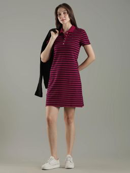 Tommy Hilfiger - Cotton Polo Collar T-Shirt Dress - Burgundy