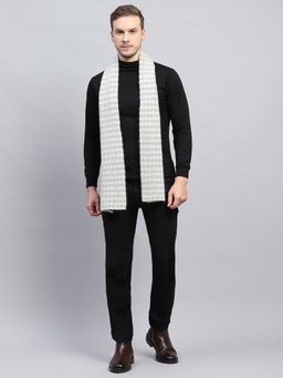 Monte Carlo - Men Wool Blend Stripes Grey Muffler