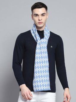 Monte Carlo - Men Pure Wool Woven Blue Muffler