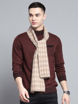 Monte Carlo - Men Pure Wool Woven Brown Muffler