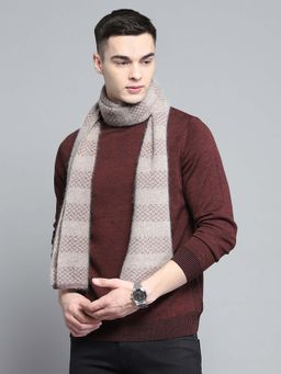 Monte Carlo - Men Pure Wool Stripes Beige Muffler
