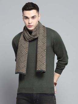 Monte Carlo - Men Wool Blend Woven Green Muffler