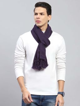 Monte Carlo - Men Pure Wool Solid Navy Blue Muffler