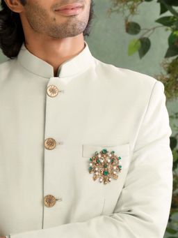 Cosa Nostraa - Green Studded Blossom Brooch