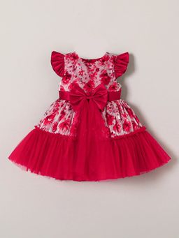 Hopscotch - Floral Bow Applique Dress