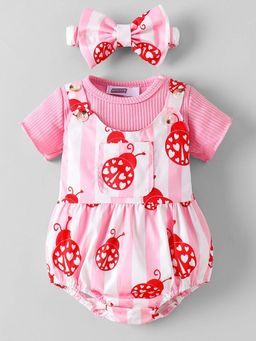 Hopscotch - Lady Bug Striped Overall Set