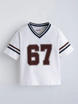 Hopscotch - Striped Drop Shoulder Cotton T-Shirt
