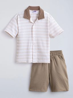 Hopscotch - Textured Striped Shirt and Shorts