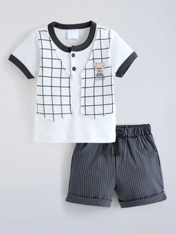 Hopscotch - Checkered Teddy Embroidery Short Set