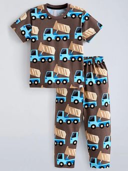 Hopscotch - Vehicle Cotton T-Shirt with Pyjamas