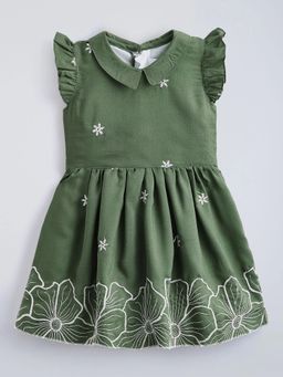 Hopscotch - Floral Embroidery Cotton Dress