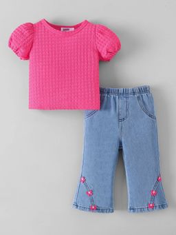 Hopscotch - Butterfly Applique Denim Jeans Set