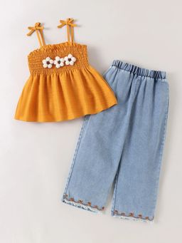 Hopscotch - Smocked Top and Denim Jeans