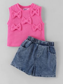 Hopscotch - Bow Applique Textured Short Set