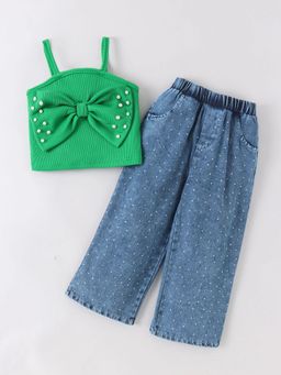 Hopscotch - Pearl Bow Applique Jeans Set