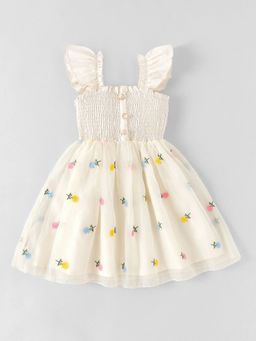 Hopscotch - Floral Embroidery Ruffled Dress